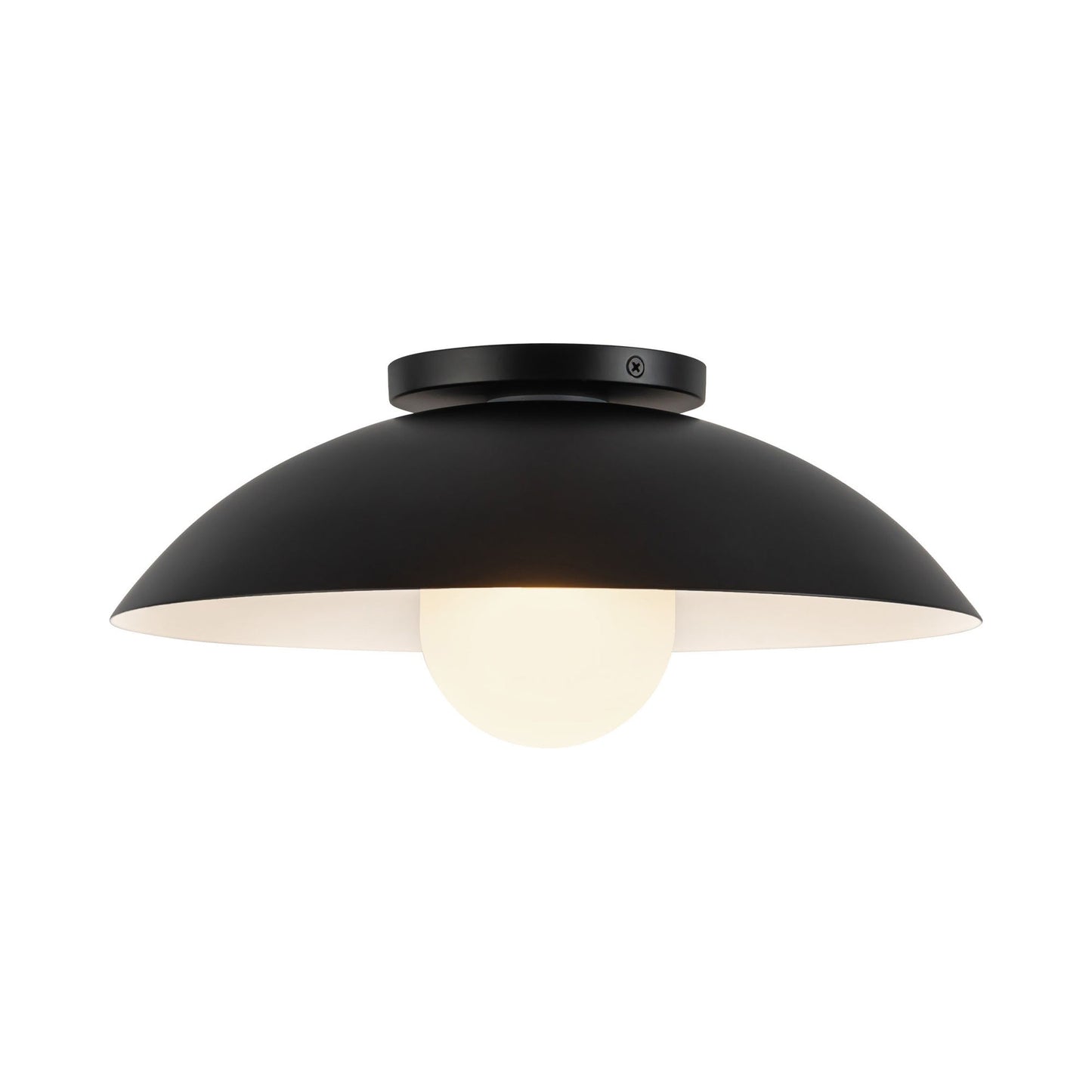 Umbra Semi Flush Mount Ceiling Light in Black/Opal Glass.