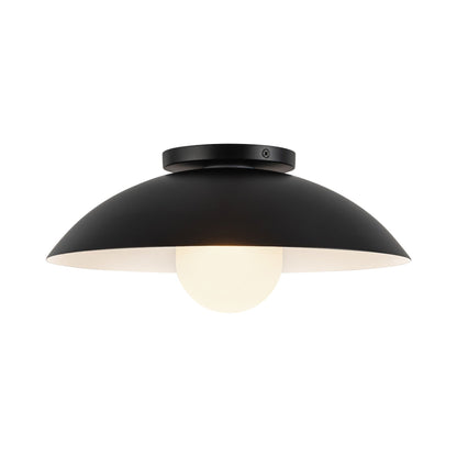 Umbra Semi Flush Mount Ceiling Light in Black/Opal Glass.
