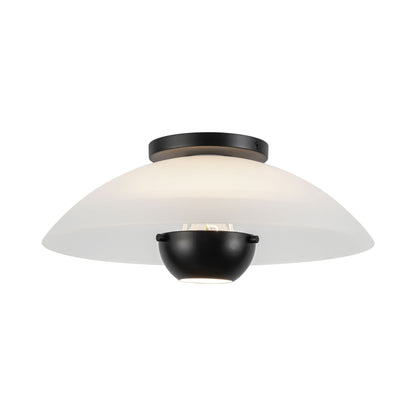 Umbra Semi Flush Mount Ceiling Light in Opal Glass/Black.