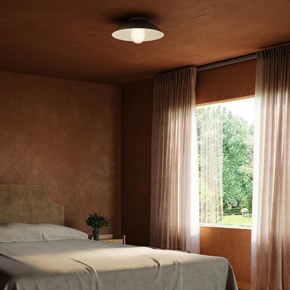 Umbra Semi Flush Mount Ceiling Light in bedroom.