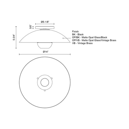 Umbra Semi Flush Mount Ceiling Light - line drawing.