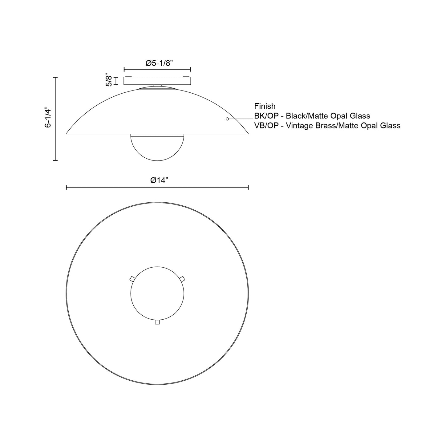 Umbra Semi Flush Mount Ceiling Light - line drawing.