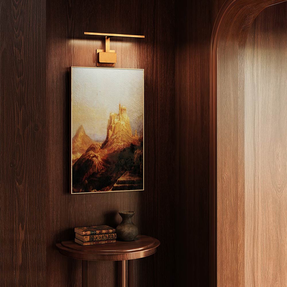 Vega Minor LED Picture Light in exhibition room.