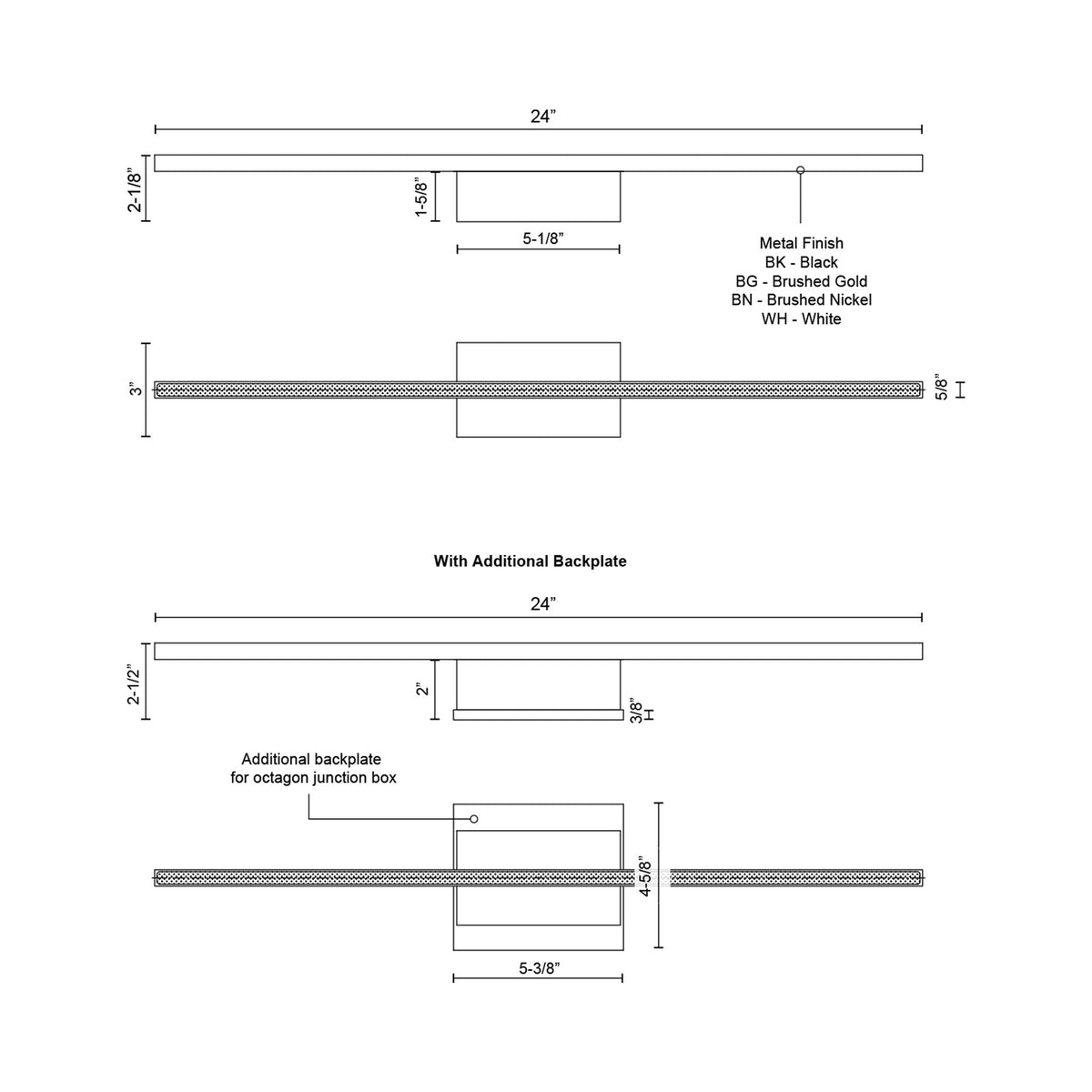 Vega Minor LED Wall Light - line drawing.