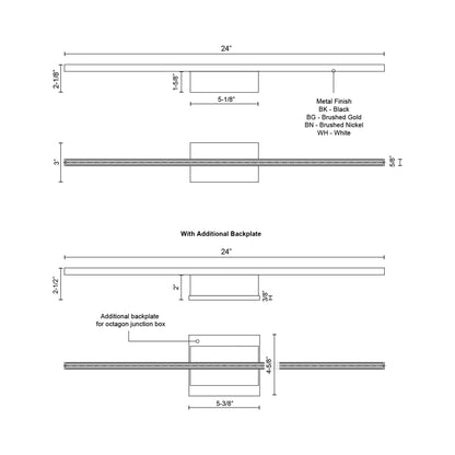 Vega Minor LED Wall Light - line drawing.