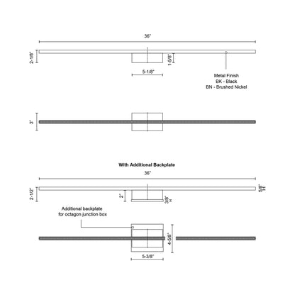 Vega Minor LED Wall Light - line drawing.