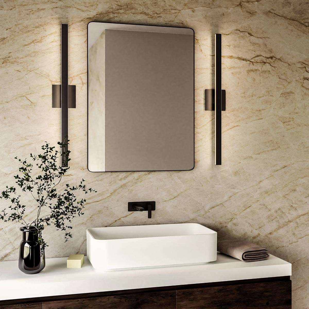 Vera LED Bath Vanity Light in bathroom.