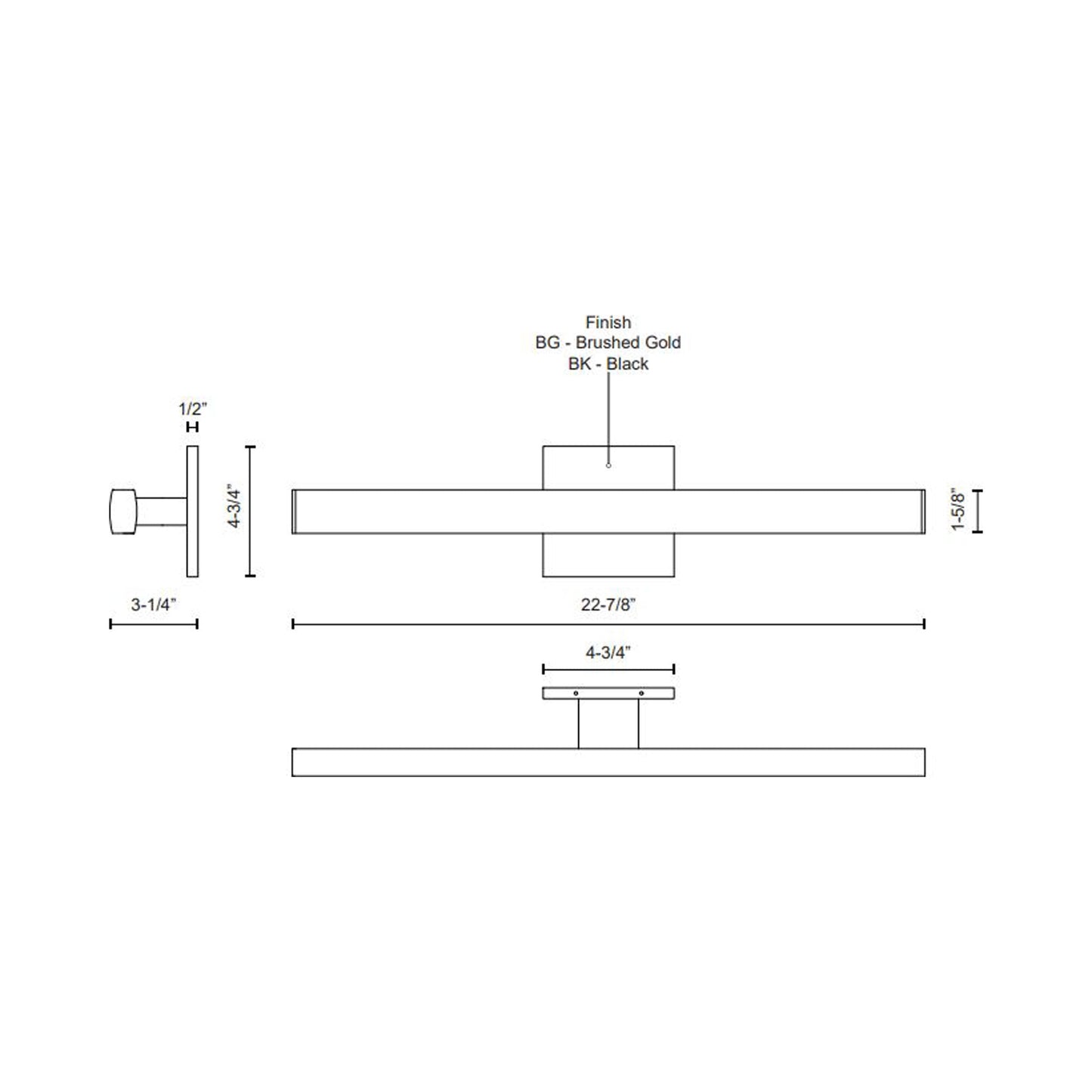 Vera LED Bath Vanity Light - line drawing.