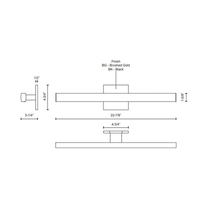 Vera LED Bath Vanity Light - line drawing.