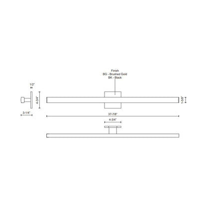 Vera LED Bath Vanity Light - line drawing.