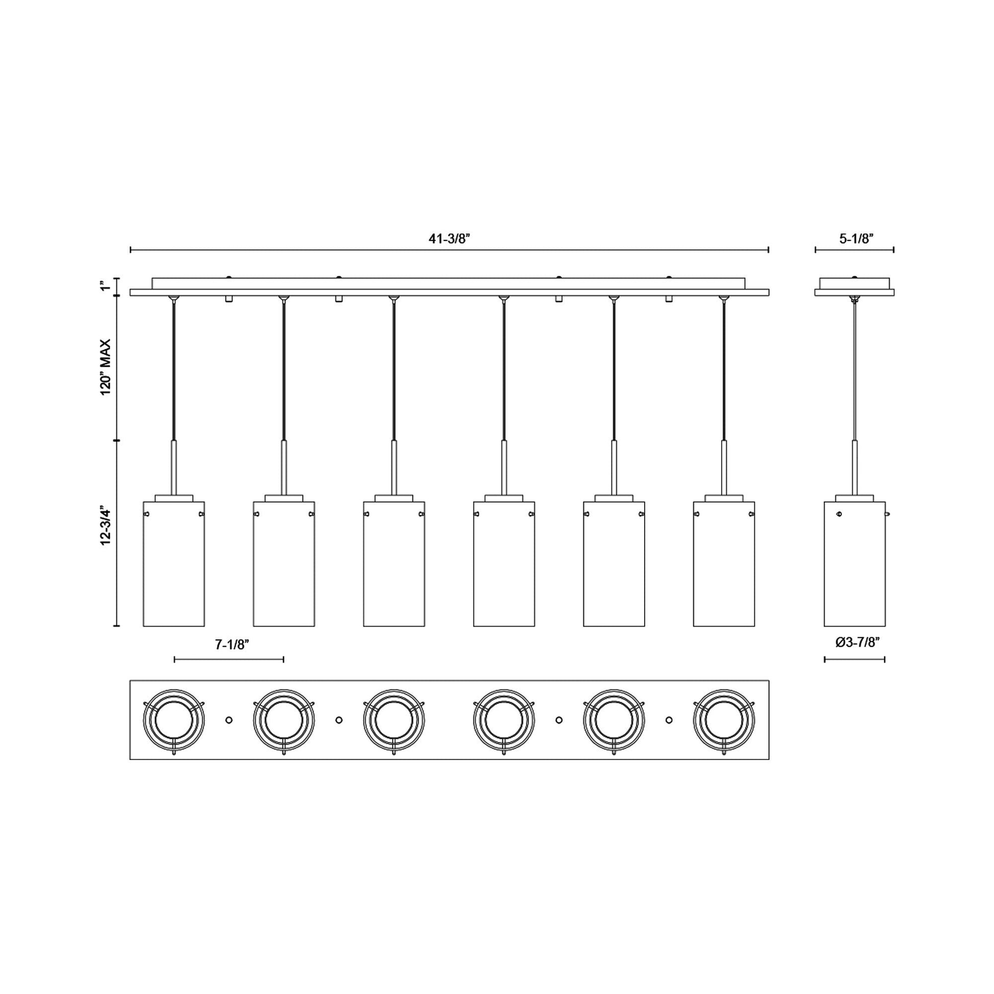 Verona Multi Light LED Pendant Light - line drawing.