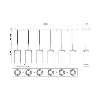 Verona Multi Light LED Pendant Light - line drawing.