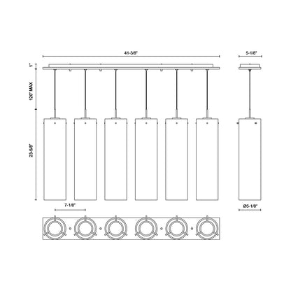 Verona Multi Light LED Pendant Light - line drawing.