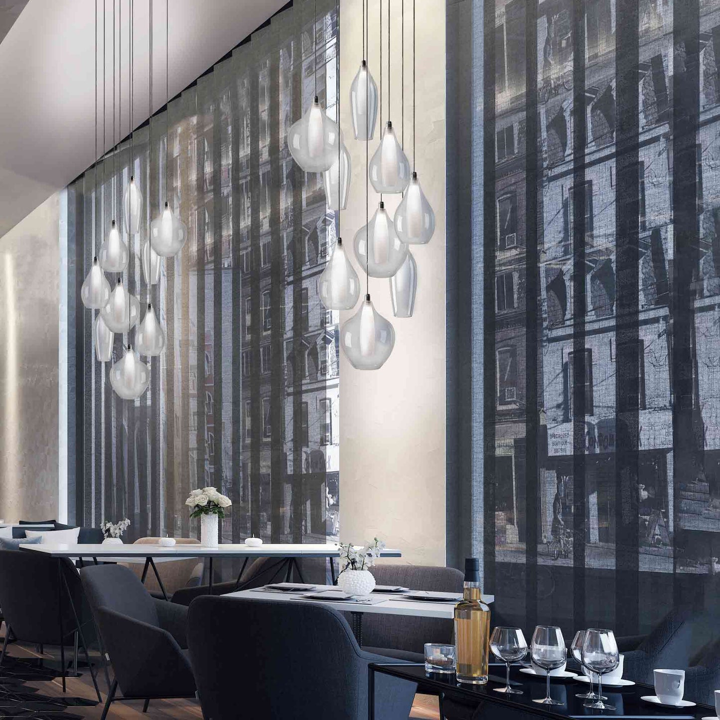 Victoria LED Multi Light Pendant Light in restaurant.