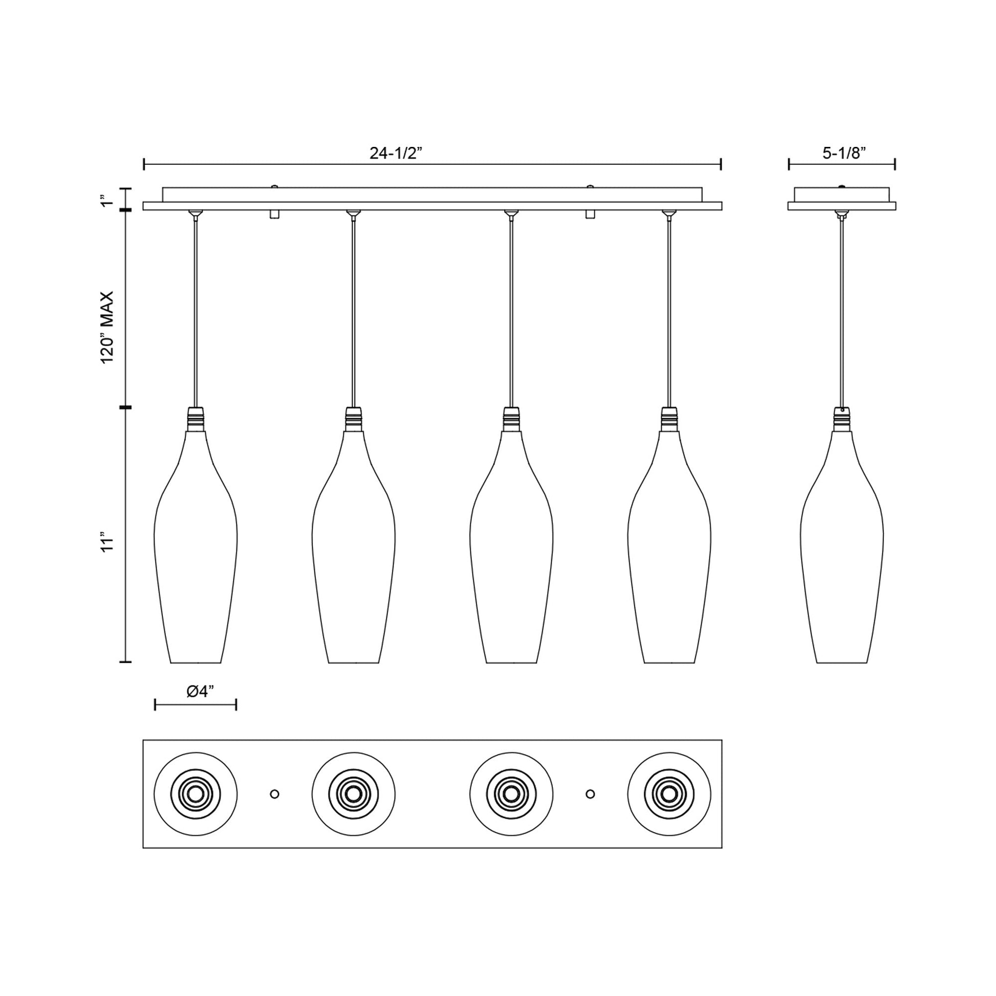 Victoria MP3004 Multi Light LED Pendant Light - line drawing.