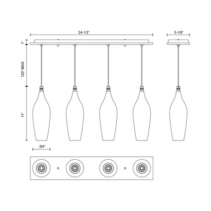 Victoria MP3004 Multi Light LED Pendant Light - line drawing.