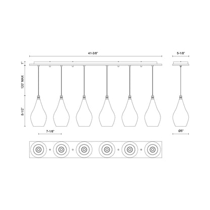 Victoria MP3005 Multi Light LED Pendant Light - line drawing.