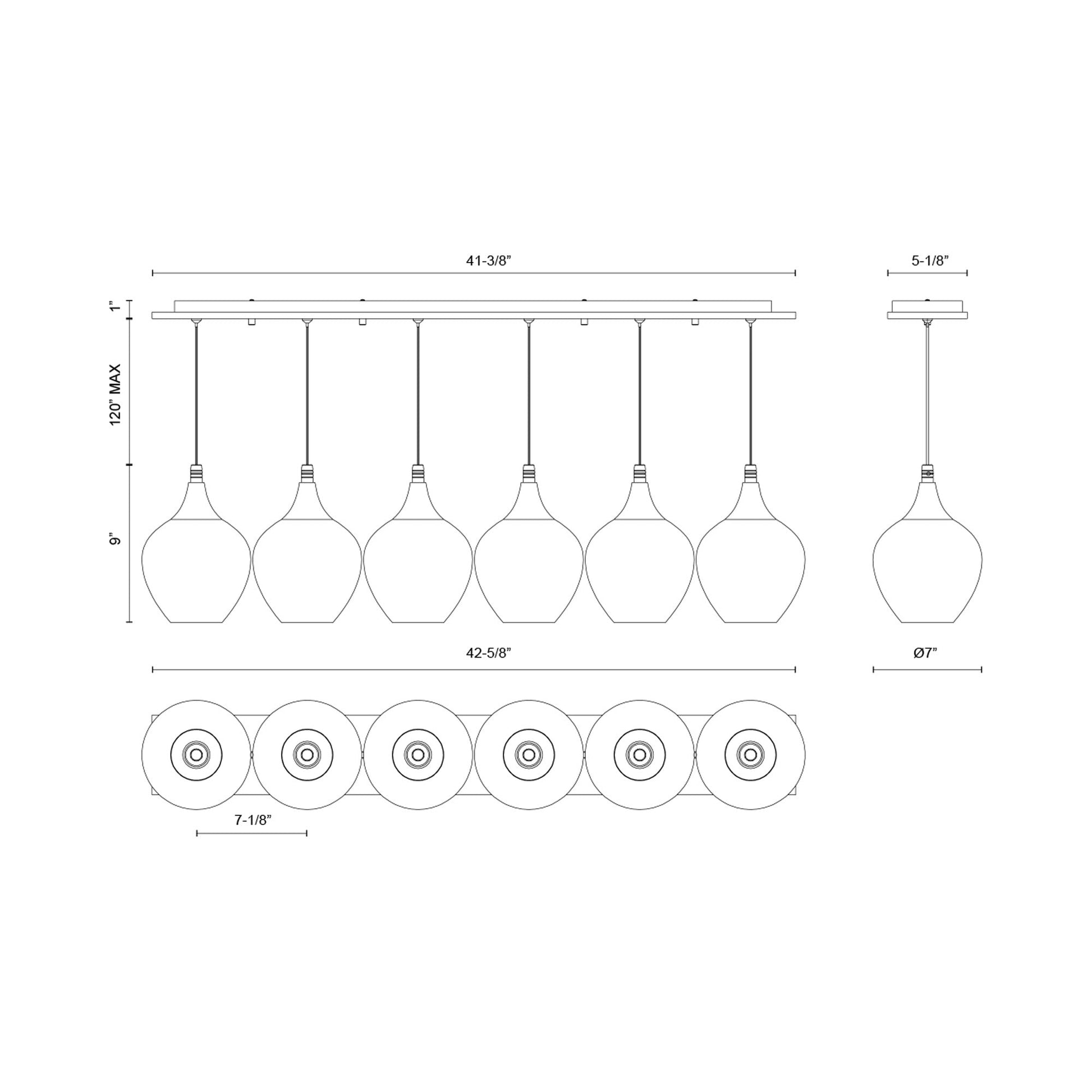 Victoria MP3007 Multi Light LED Pendant Light - line drawing.