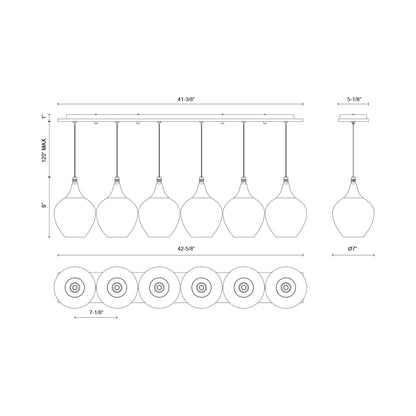 Victoria MP3007 Multi Light LED Pendant Light - line drawing.
