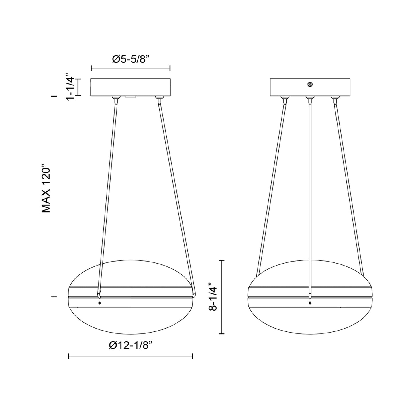 Virgo LED Pendant Light - line drawing.