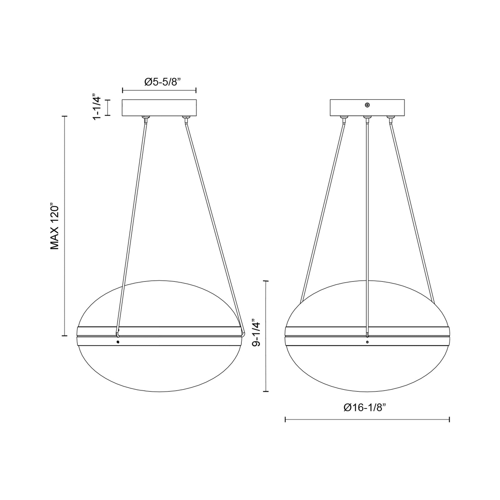 Virgo LED Pendant Light - line drawing.