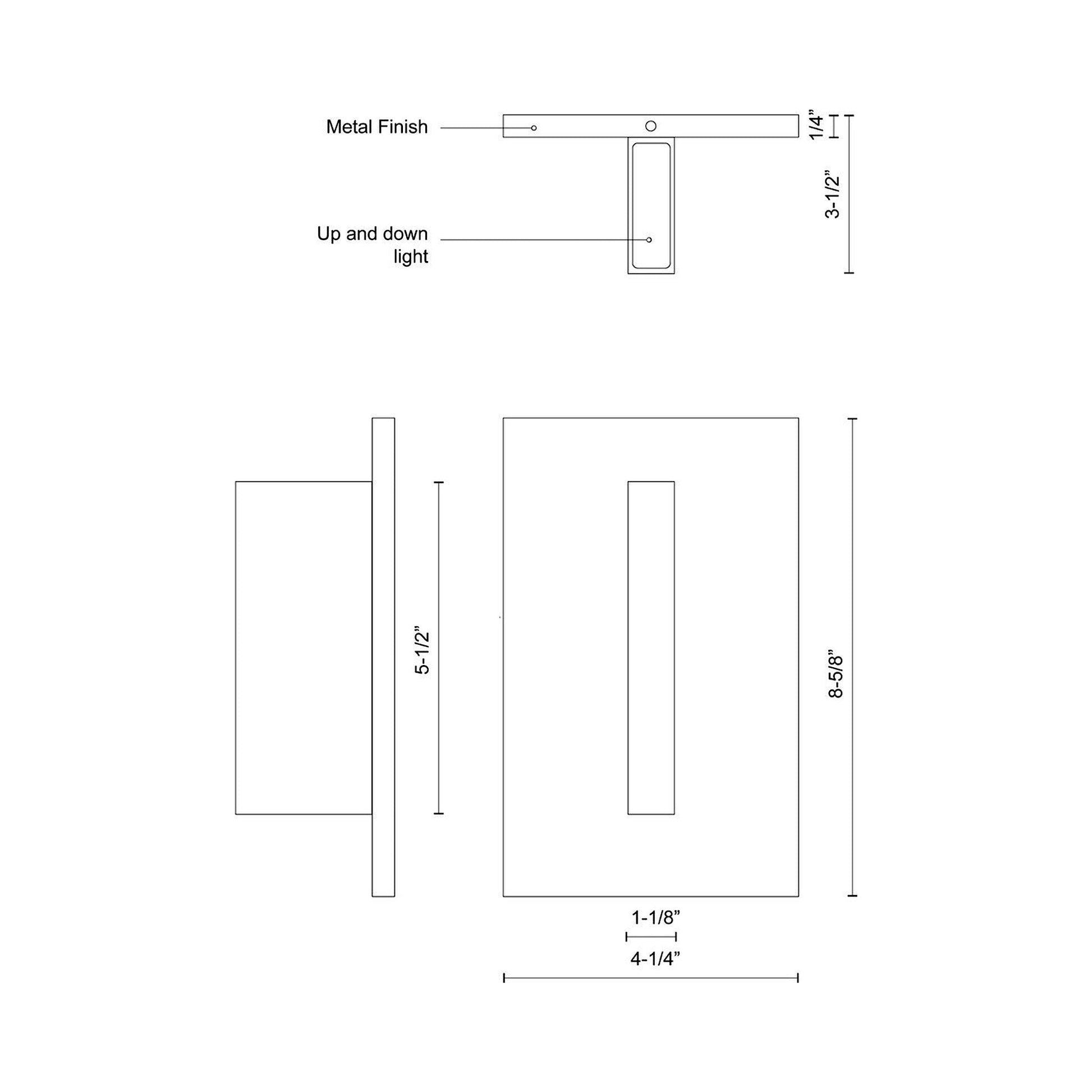 Vista LED Wall Light - line drawing.