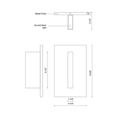 Vista LED Wall Light - line drawing.