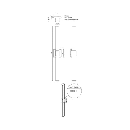 Vivi LED Bath Wall Light - line drawing.