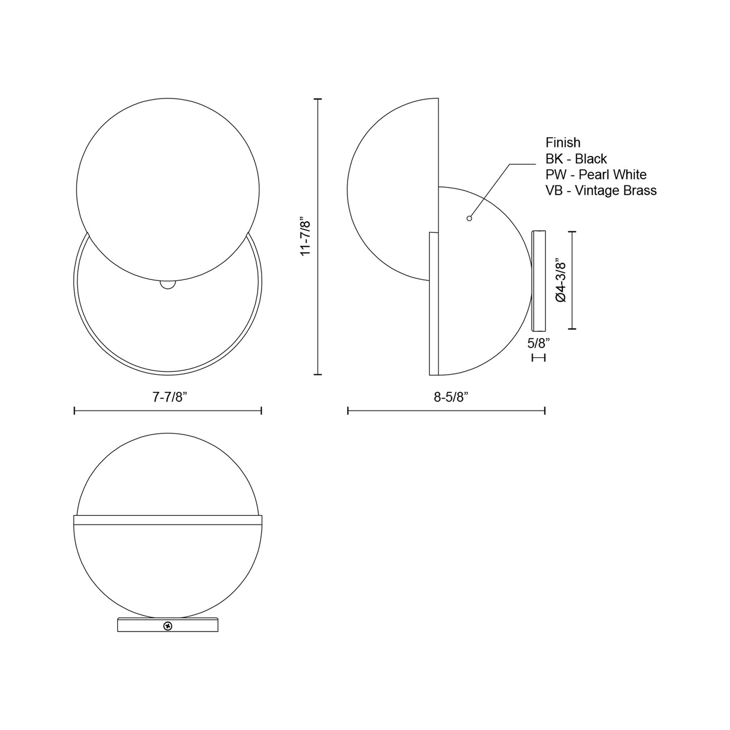 Void LED Wall Light - line drawing.