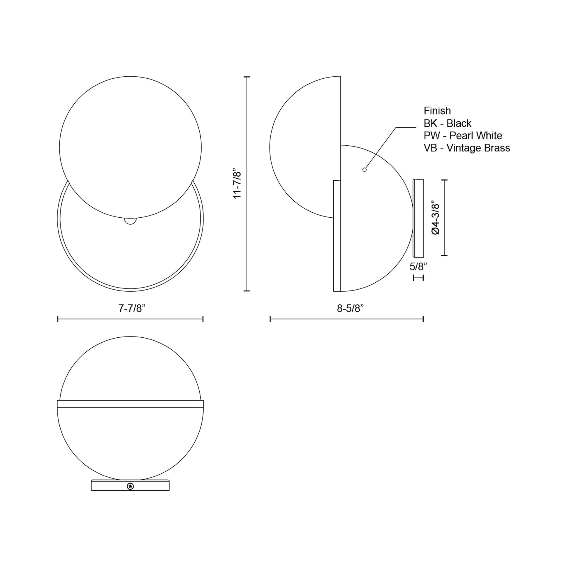 Void LED Wall Light - line drawing.