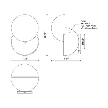 Void LED Wall Light - line drawing.