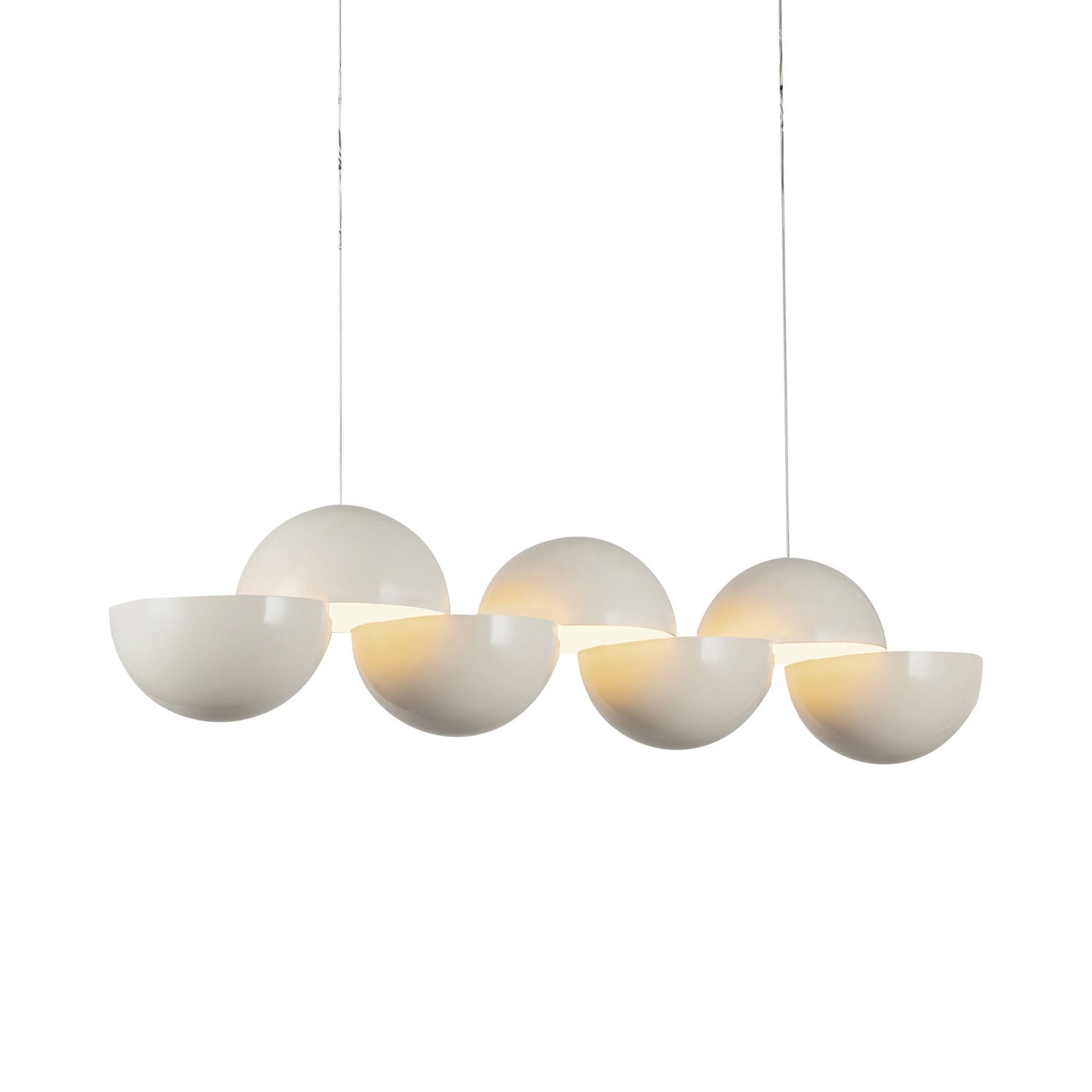 Void Linear LED Pendant Light in Pearl White.