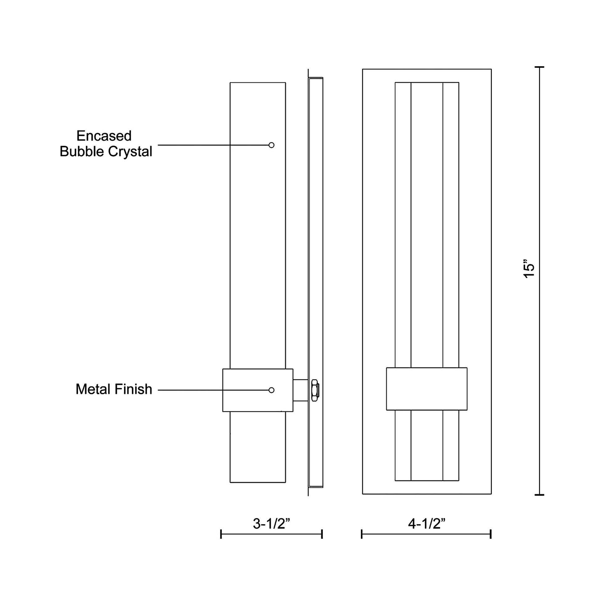 Warwick LED Wall Light - line drawing.