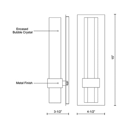 Warwick LED Wall Light - line drawing.