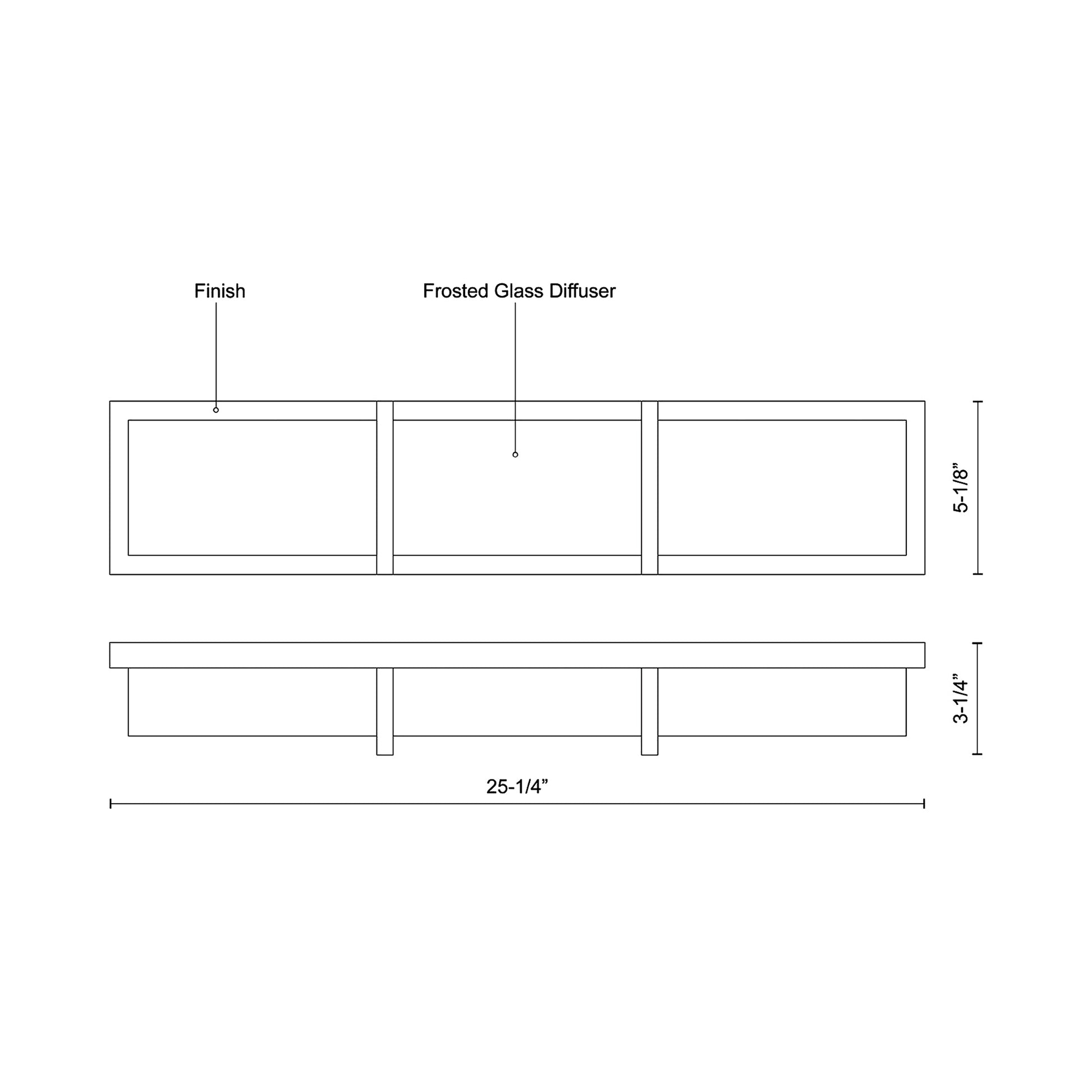 Watford LED Bath Wall Light - line drawing.