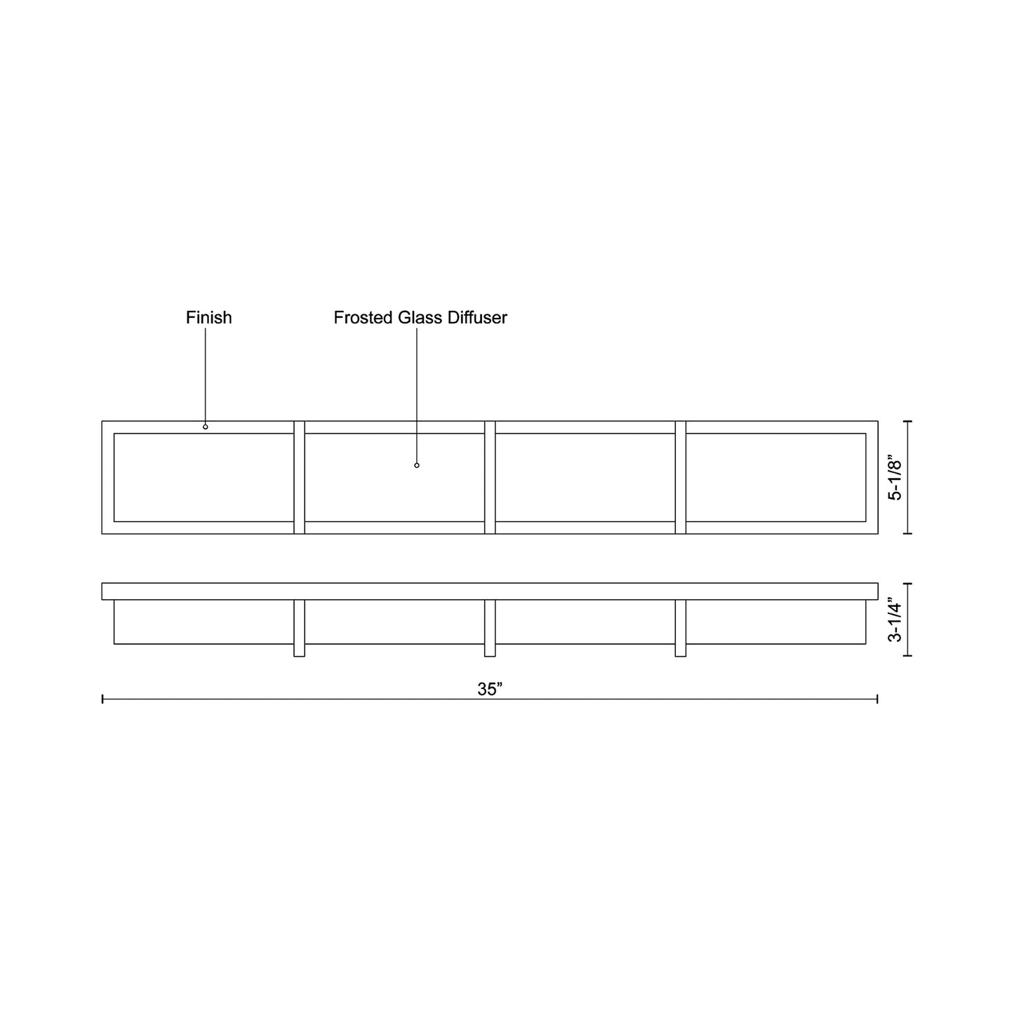 Watford LED Bath Wall Light - line drawing.