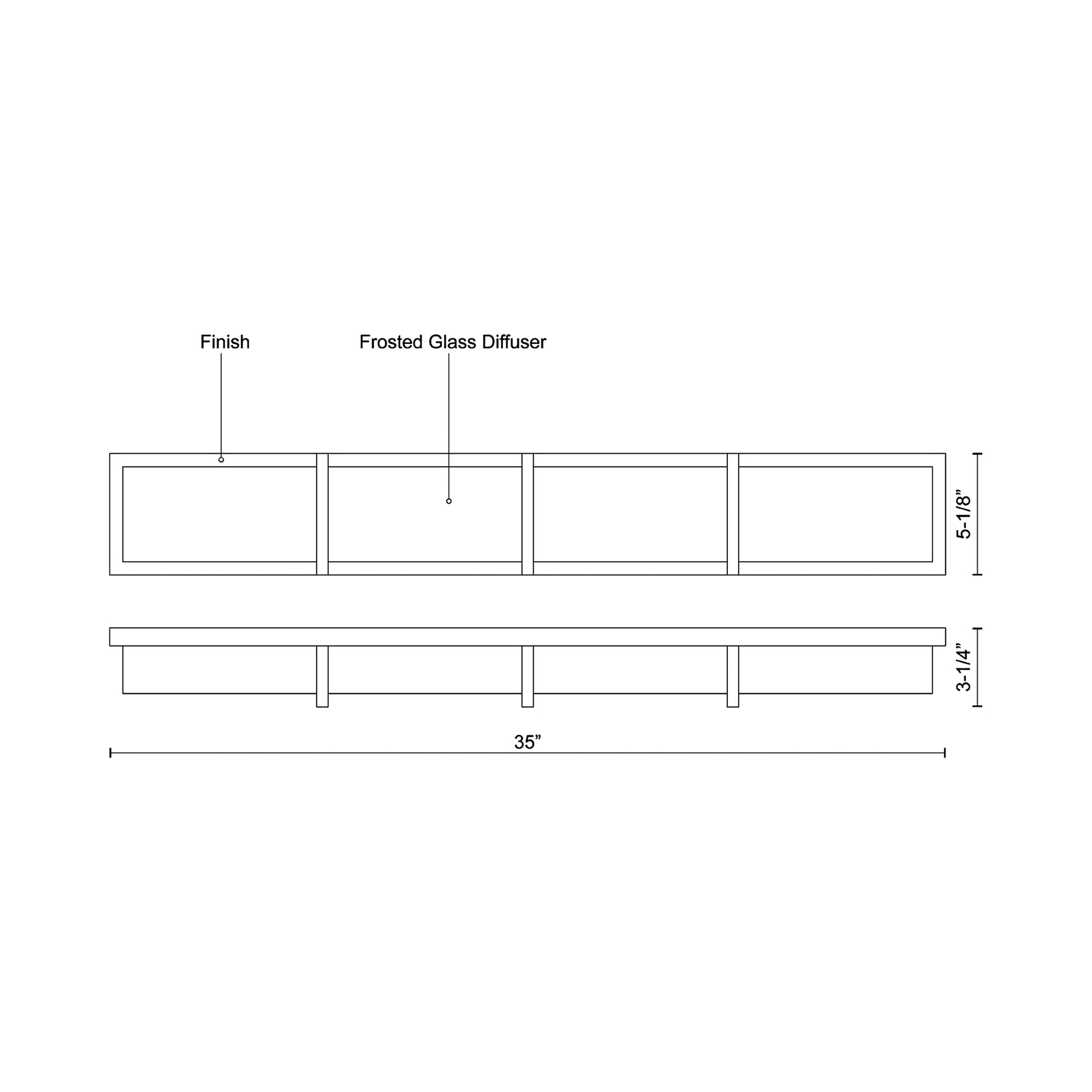 Watford LED Bath Wall Light - line drawing.