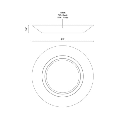 Weylo LED Flush Mount Ceiling Light - line drawing.