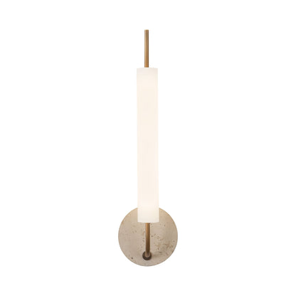Wick LED Wall Light in Vintage Brass/Travertine.