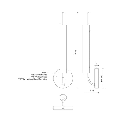 Wick LED Wall Light - line drawing.