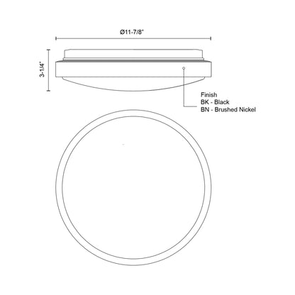 Yanis LED Flush Mount Ceiling Light - line drawing.