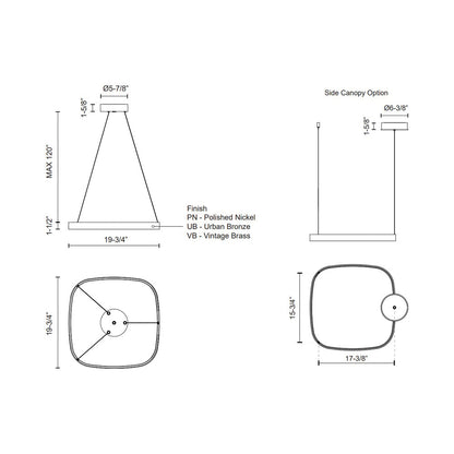 Yukon LED Pendant Light - line drawing.