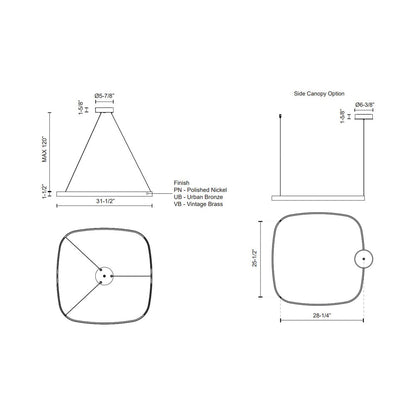 Yukon LED Pendant Light - line drawing.