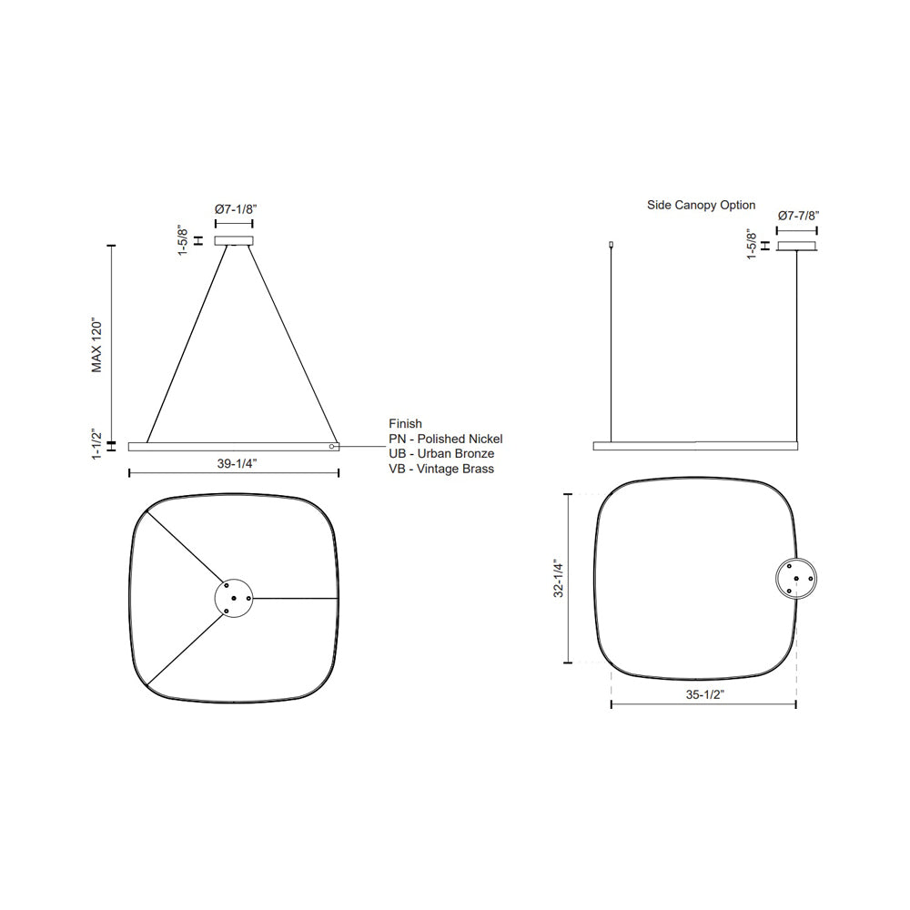 Yukon LED Pendant Light - line drawing.