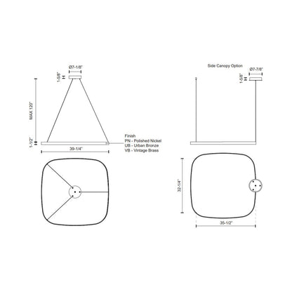 Yukon LED Pendant Light - line drawing.