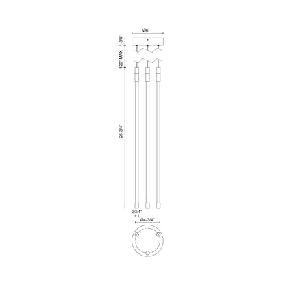 Motif 3-Light LED Pendant Light - line drawing.