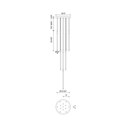 Motif Round LED Pendant Light - line drawing.