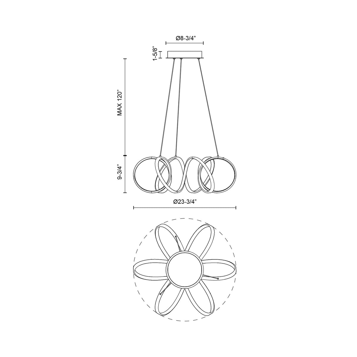 Synergy LED Pendant Light - line drawing.