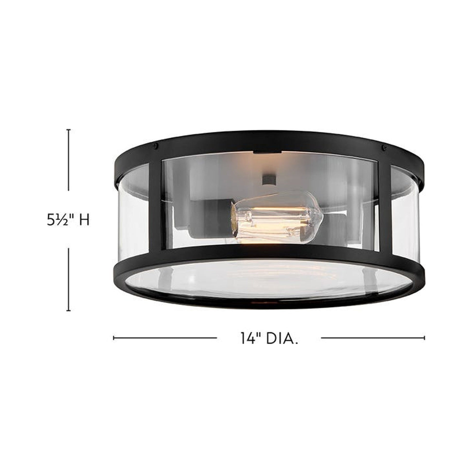 Alfie Outdoor Flush Mount Ceiling Light - line drawing.