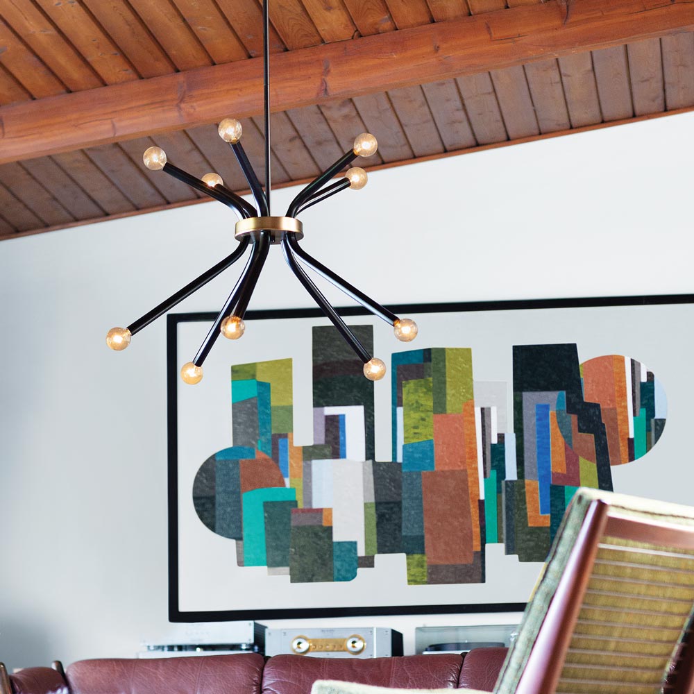 Axton Chandelier in living room.